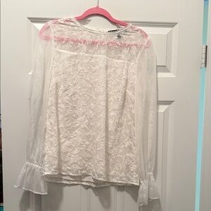 White House Black Market Sheer Floral Blouse